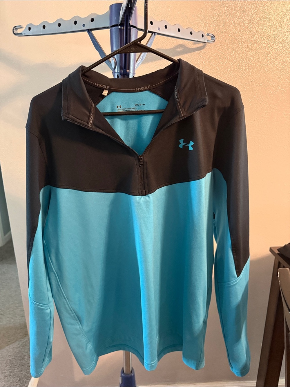 Under Armour Aqua and Black Kids' Quarter-Zip Athletic Pullover